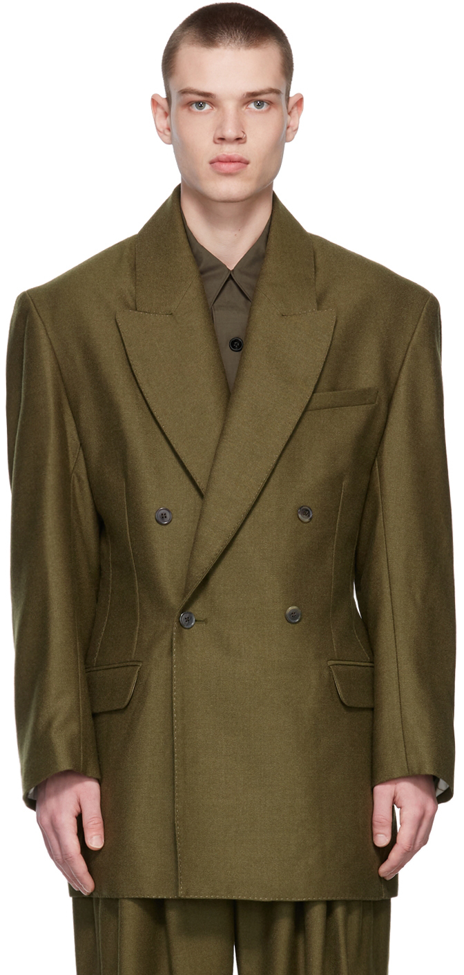 khaki wool blazer