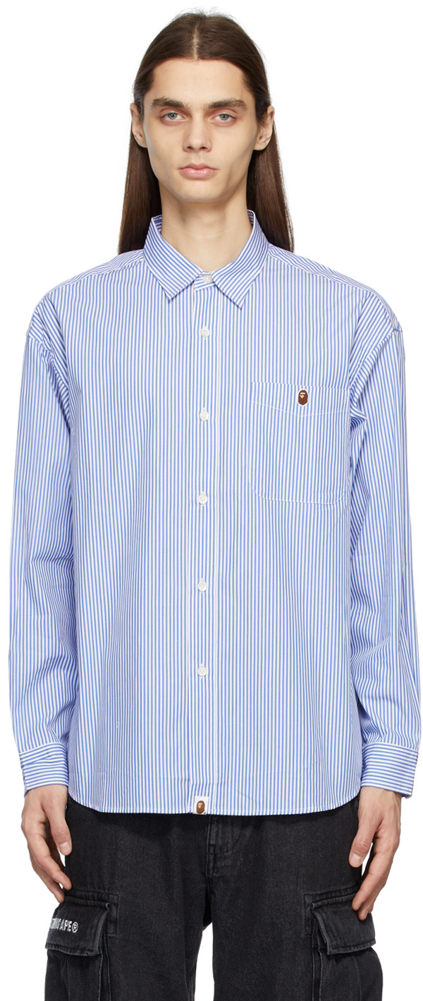 Photo: BAPE Blue & White Poplin Stripe Shirt
