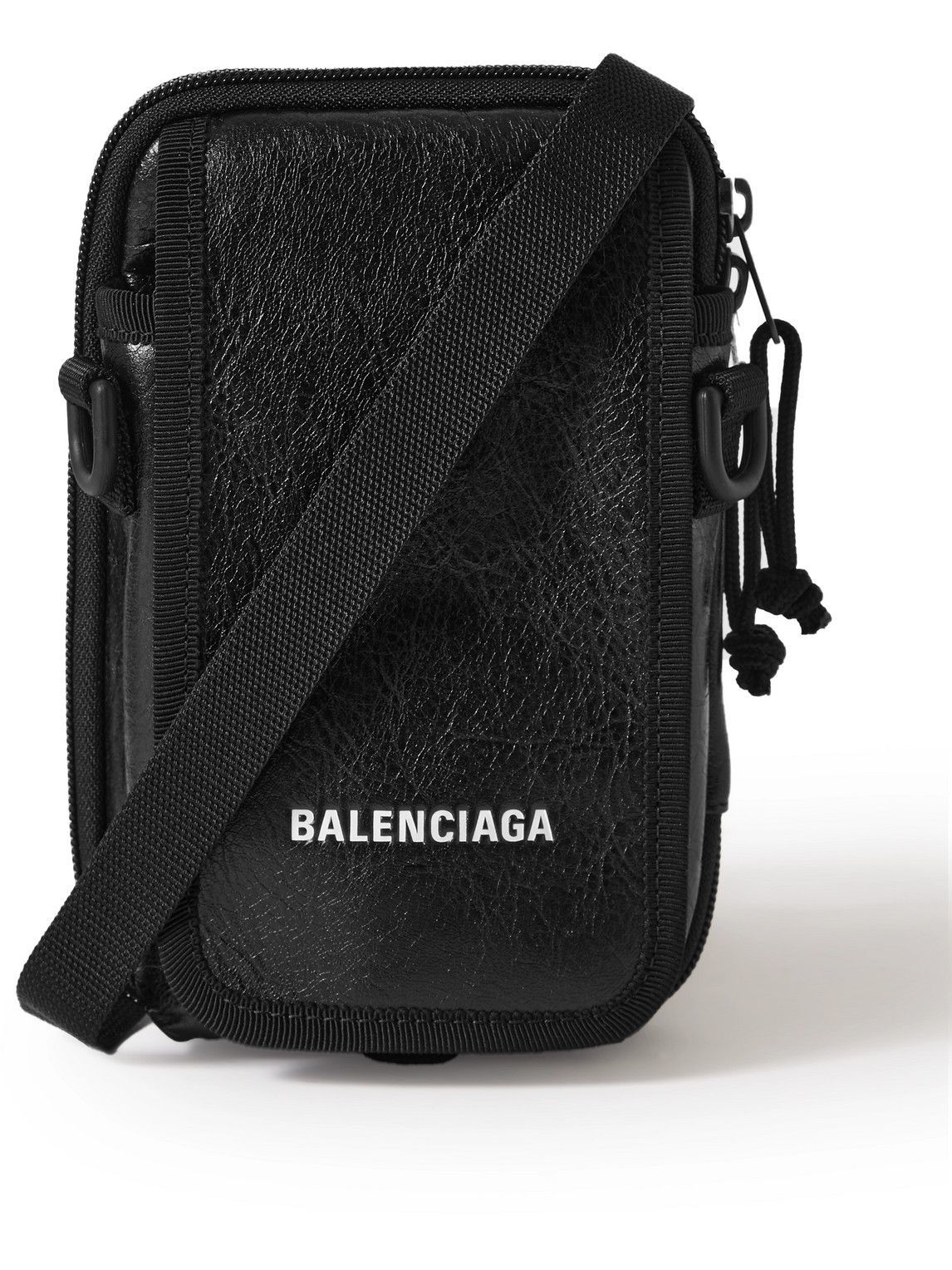Balenciaga - Arena Logo-Print Crinkled-Leather Pouch Balenciaga