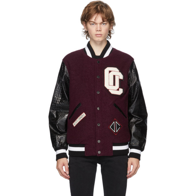 burgundy varsity jacket