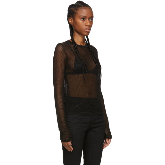 Saint Laurent Black Mesh Shiny Sweater 