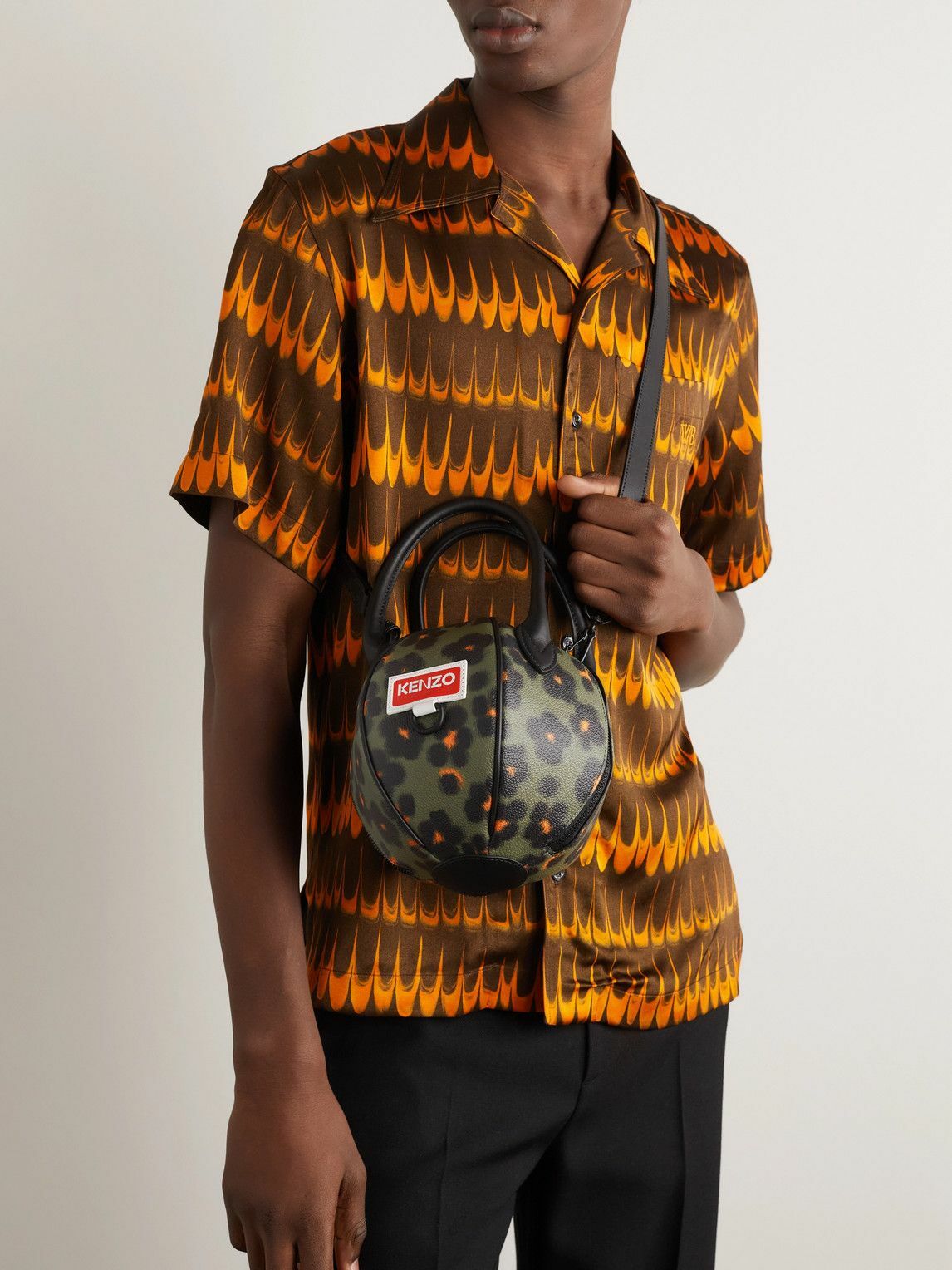 KENZO Discover FloralPrint Faux Leather Messenger Bag Kenzo