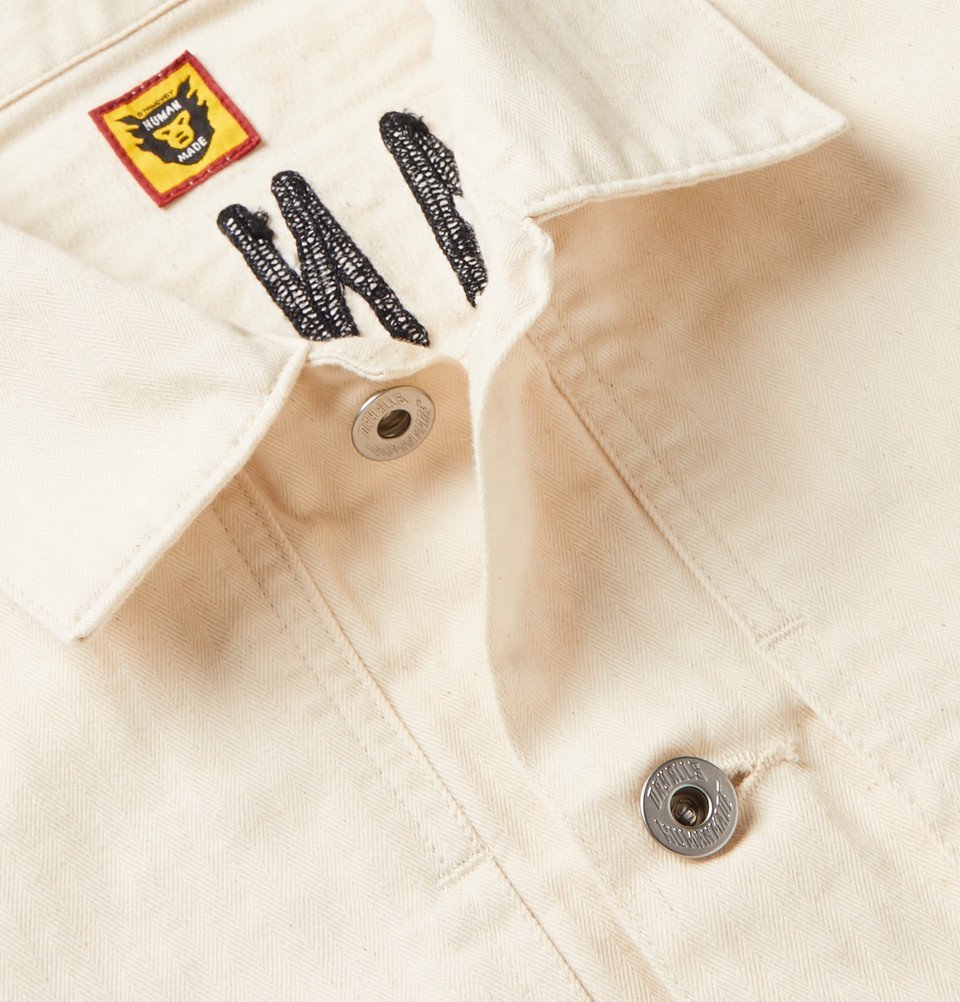 Human Made - Embroidered Herringbone Denim Trucker Jacket - Ecru 