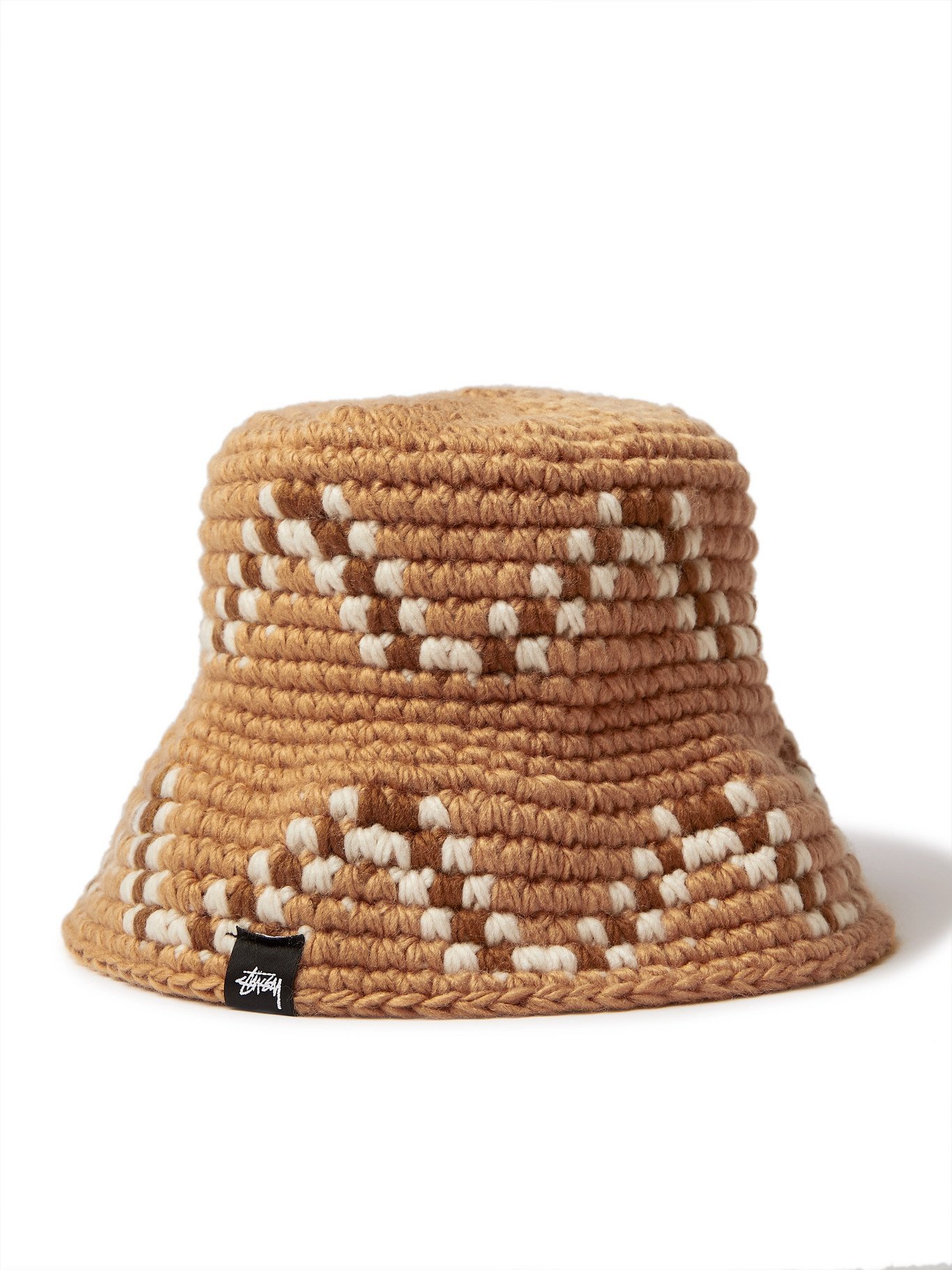 STÜSSY - Giza Jacquard-Knit Bucket Hat - Brown Stussy