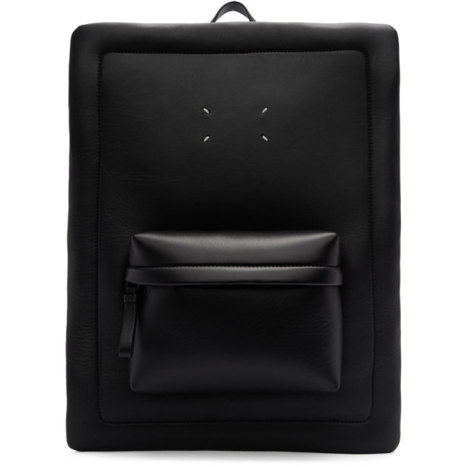 black leather square backpack