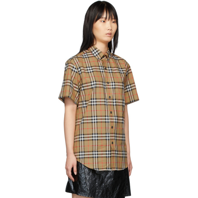 Burberry Beige Check Jameson Short Sleeve Shirt Burberry