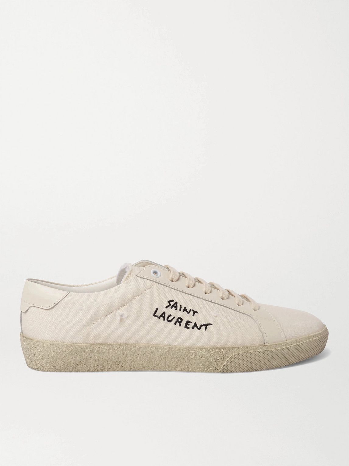 SAINT LAURENT - SL/06 Court Classic Leather-Trimmed Logo-Embroidered ...