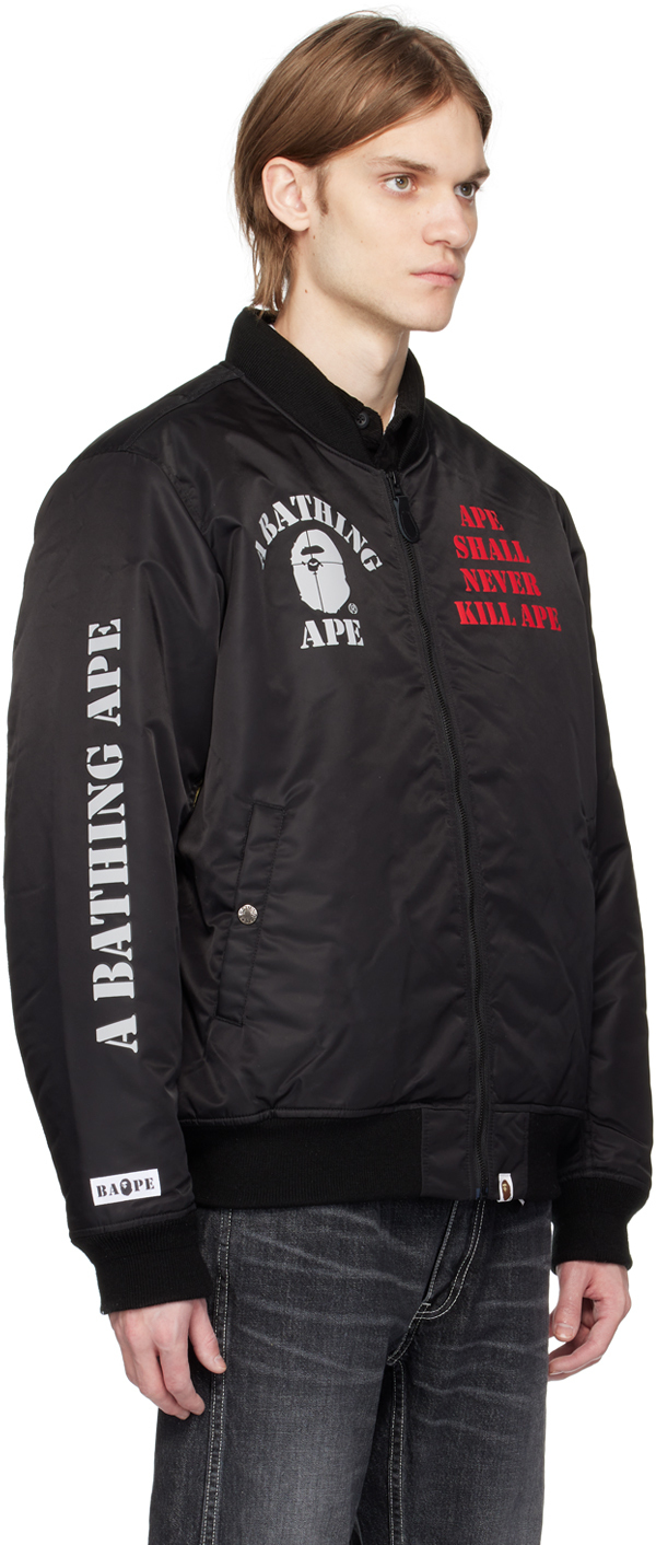 BAPE Black Stencil MA-1 Bomber Jacket A Bathing Ape