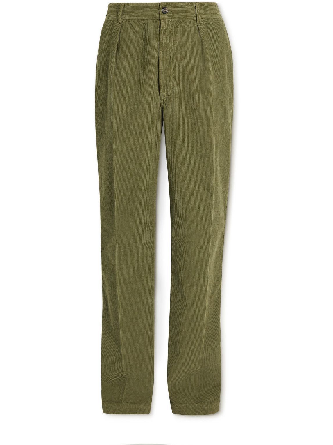 Drake's - Straight-Leg Pleated Cotton-Corduroy Suit Trousers - Green ...