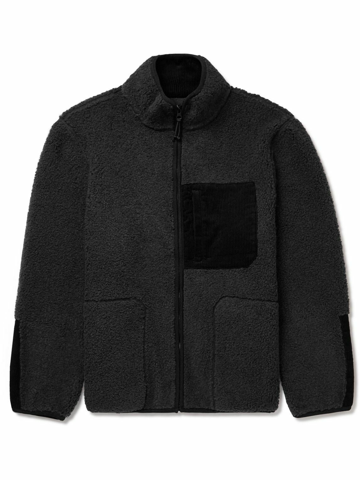 Bellerose Evan CorduroyPanelled Fleece Jacket Black Bellerose
