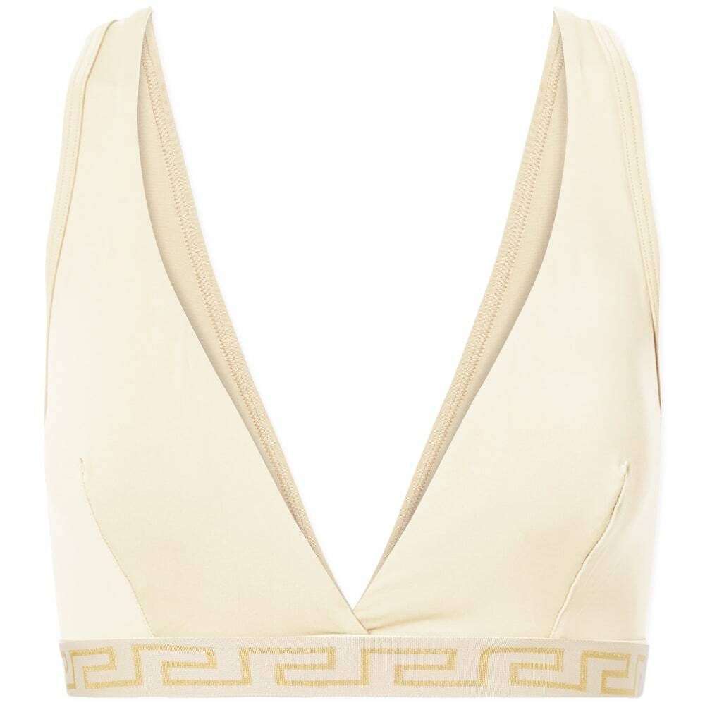 Versace Women's Greca Tonal Bra in Ivory Versace