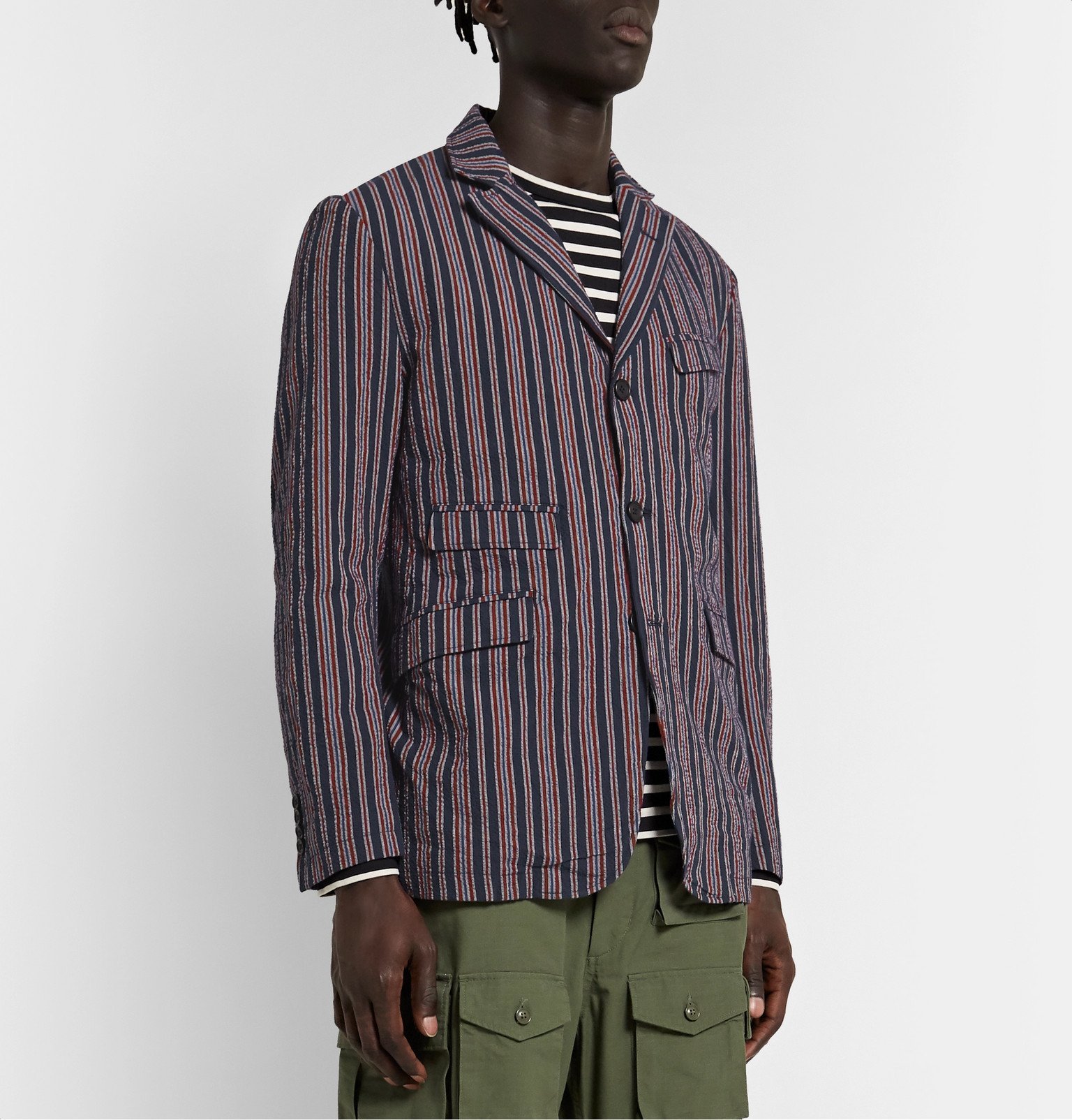 Engineered Garments - Andover Striped Cotton-Blend Seersucker Suit ...