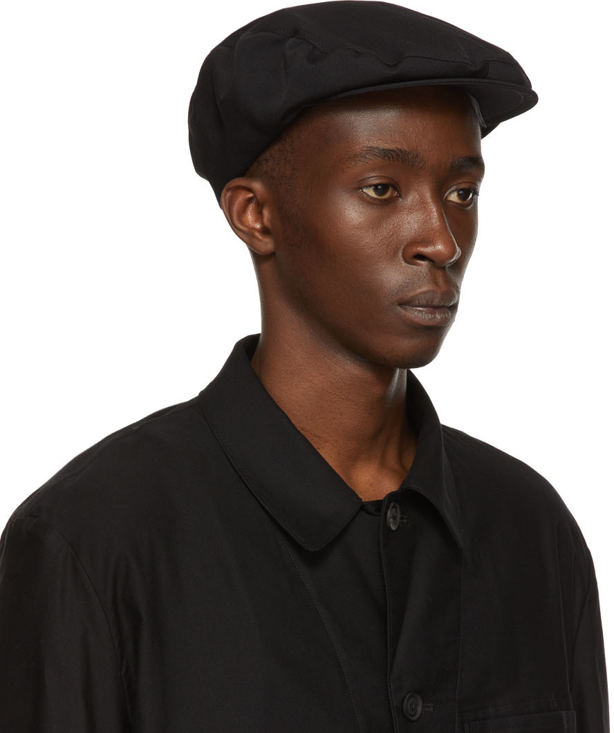 Yohji Yamamoto Black Gather Hunting Cap Yohji Yamamoto