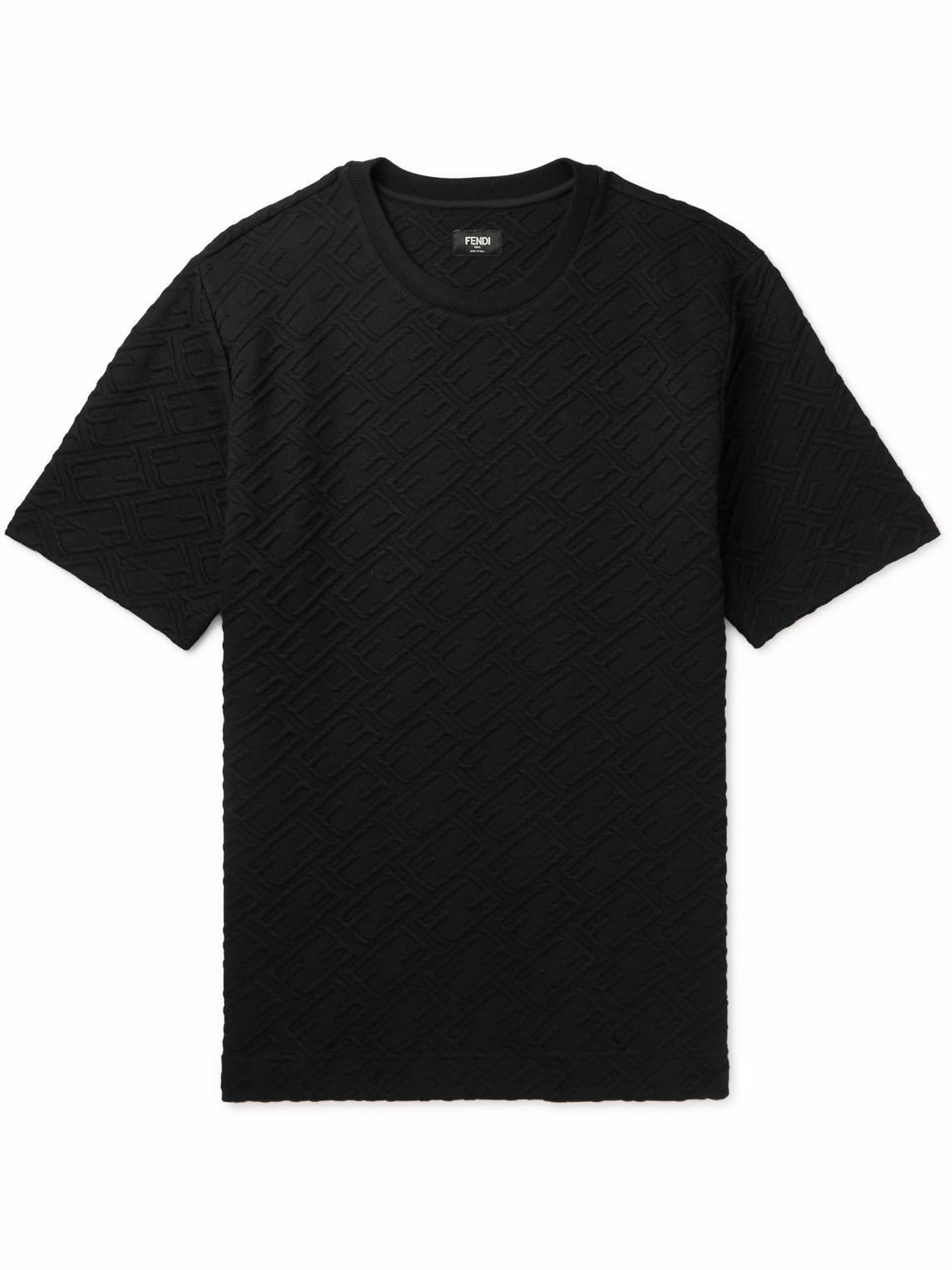 Photo: Fendi - Logo-Jacquard Jersey T-Shirt - Black