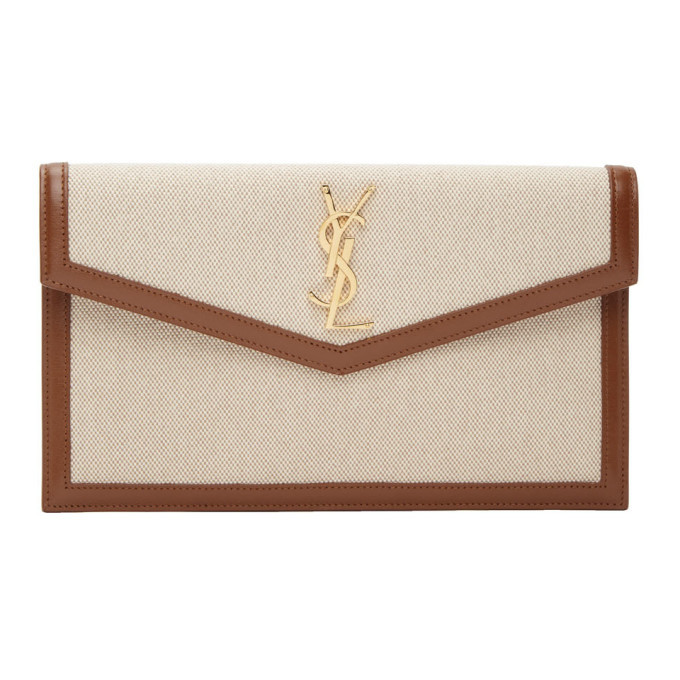 saint laurent brown uptown envelope pouch