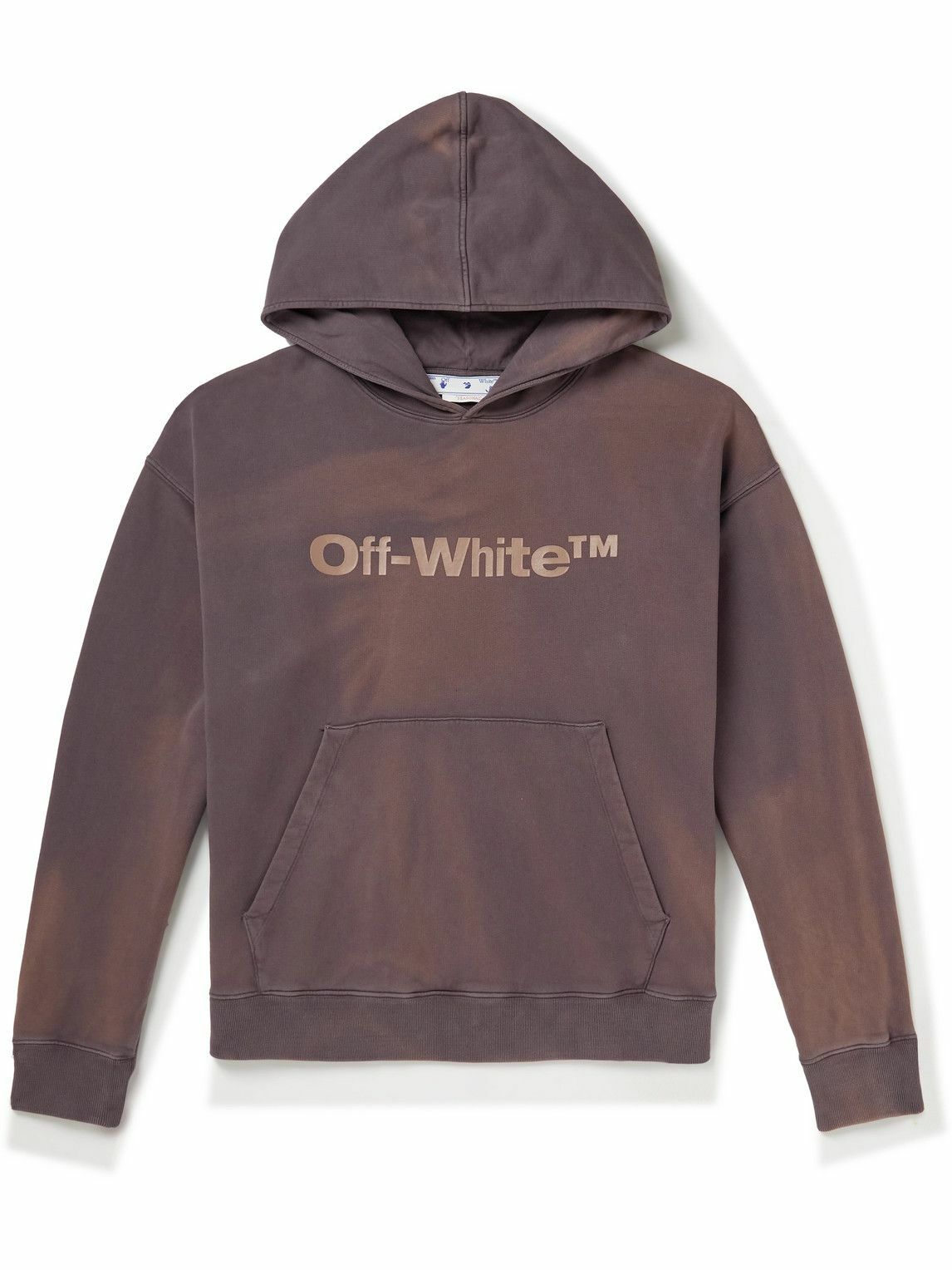 Photo: Off-White - Logo-Print Cotton-Jersey Hoodie - Purple