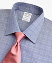 Brooks Brothers Men's Stretch Soho Extra-Slim-Fit Dress Shirt, Non-Iron Royal Oxford Ainsley Collar Glen Plaid | Navy