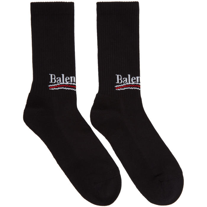 Balenciaga Black Campaign Logo Socks Balenciaga