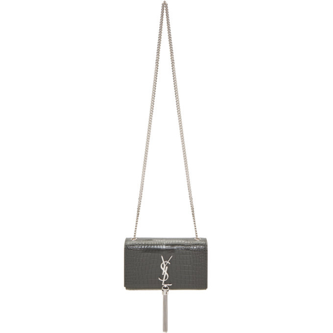 ysl bag grey with tassel