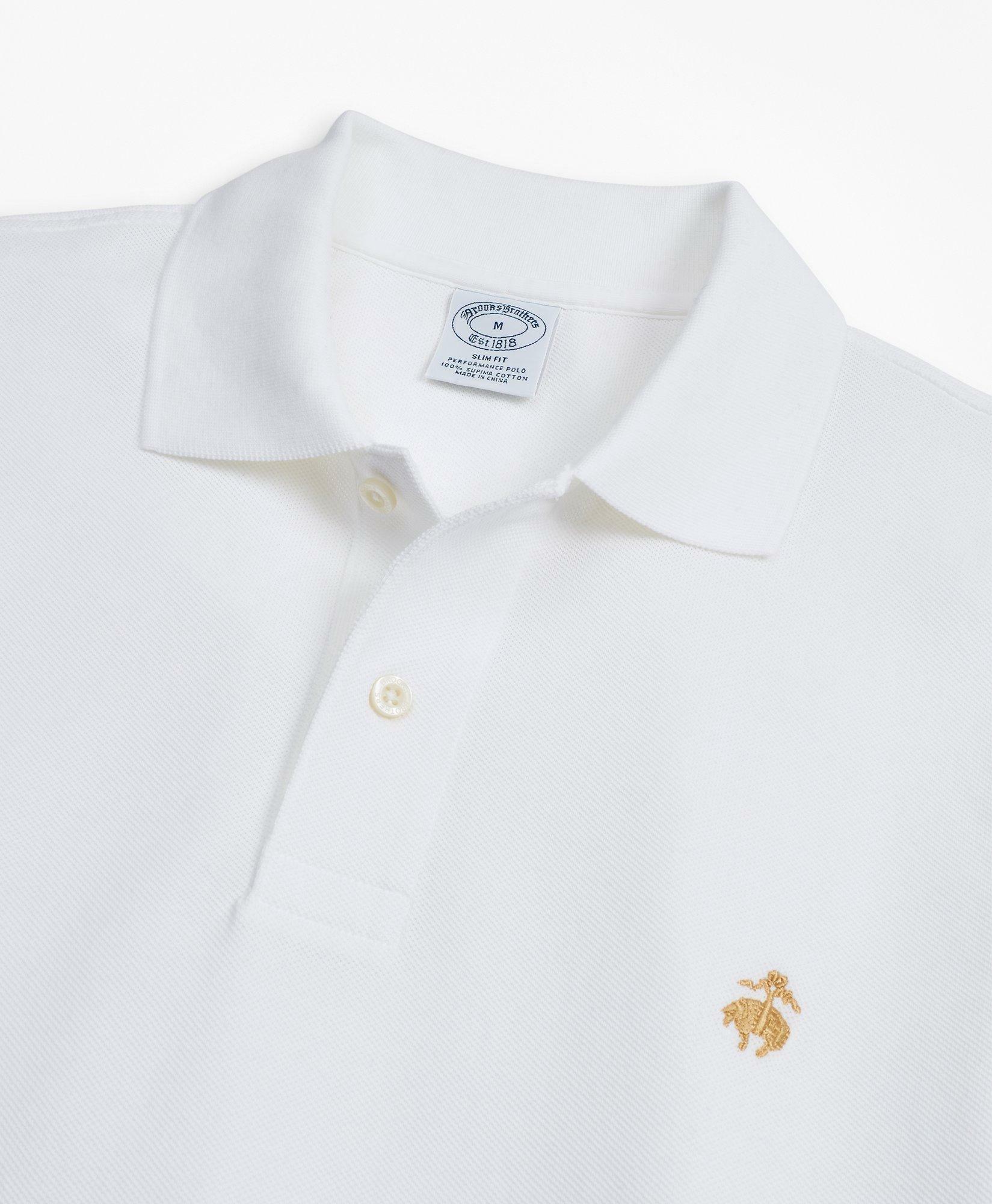 Brooks Brothers Men's Slim Fit Supima Long-Sleeve Performance Polo ...