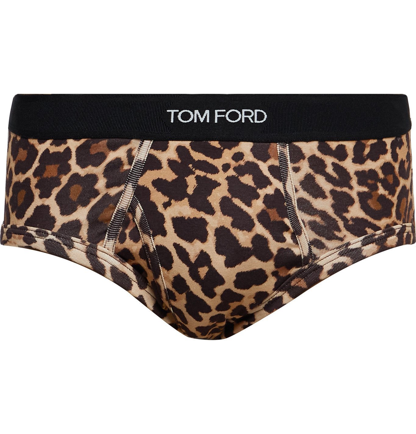 Tom Ford Leopard Print Stretch Cotton Briefs Brown Tom Ford