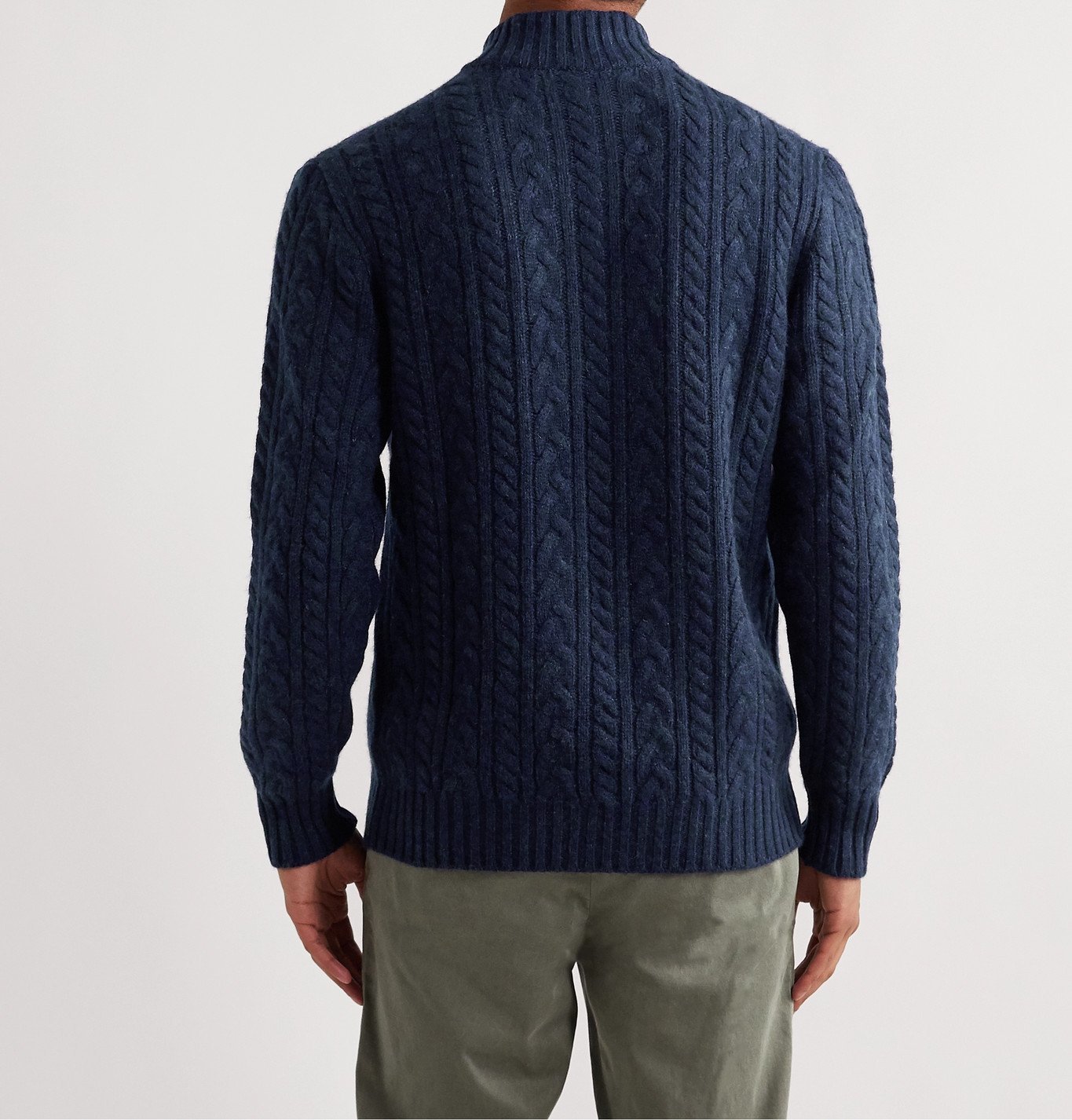 Kiton - Cable-Knit Cashmere Half-Zip Sweater - Blue Kiton