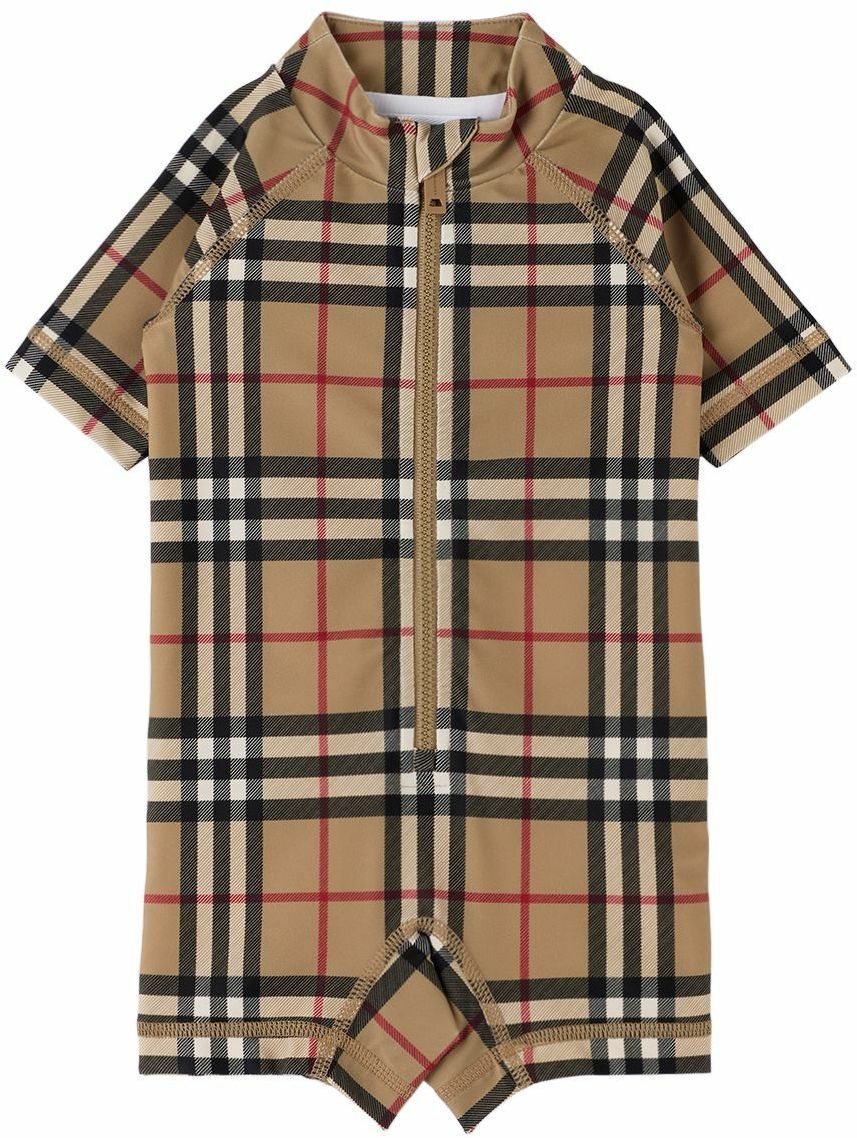 Burberry Baby Beige Check One-Piece Swimsuit Burberry
