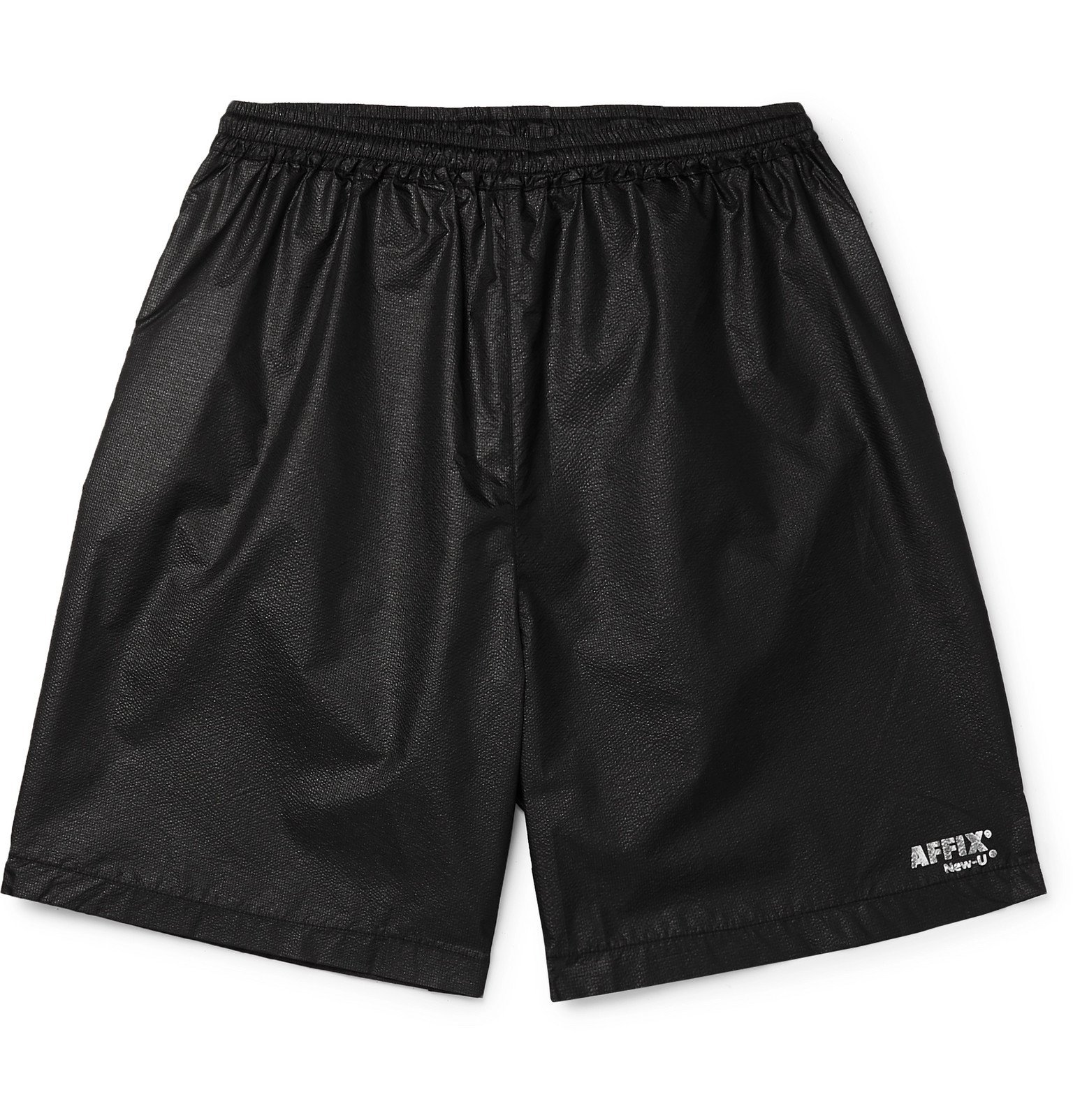 AFFIX - Logo-Print Textured-Nylon Shorts - Black Affix