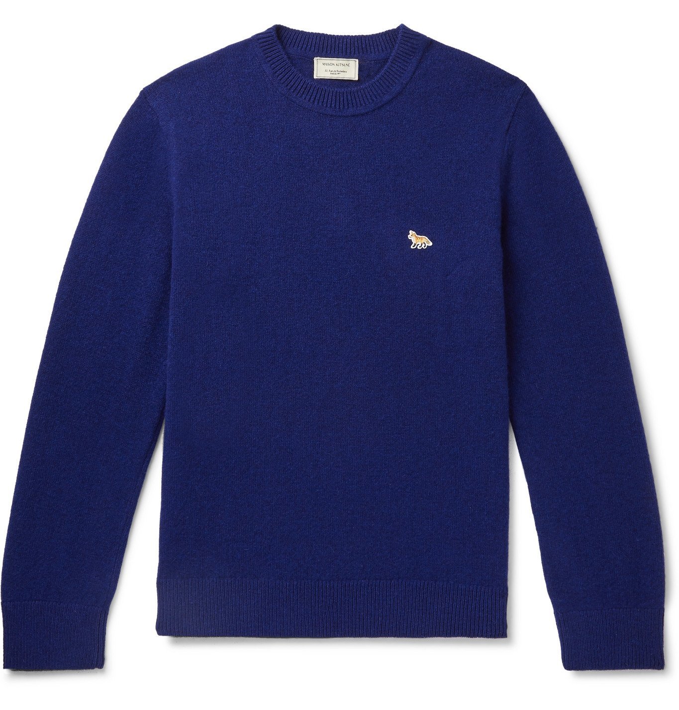 Maison Kitsuné - Logo-appliquéd Wool Sweater - Blue Maison Kitsune