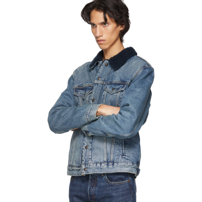 levi's indigo type iii sherpa denim jacket