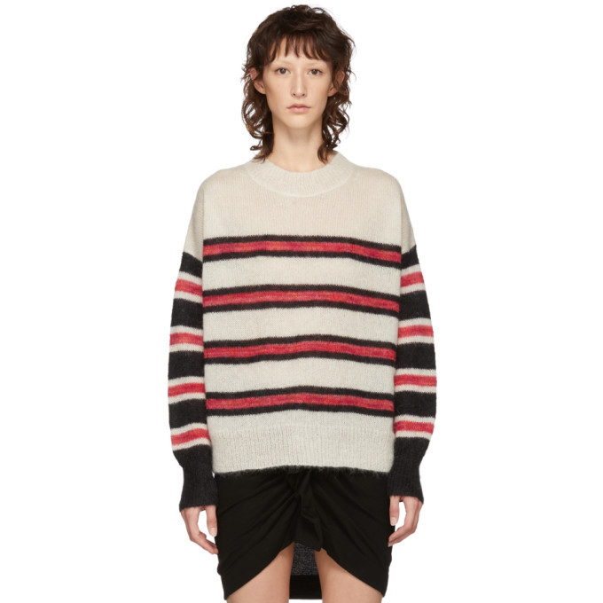 Isabel Marant Etoile White and Black Mohair Russel Sweater