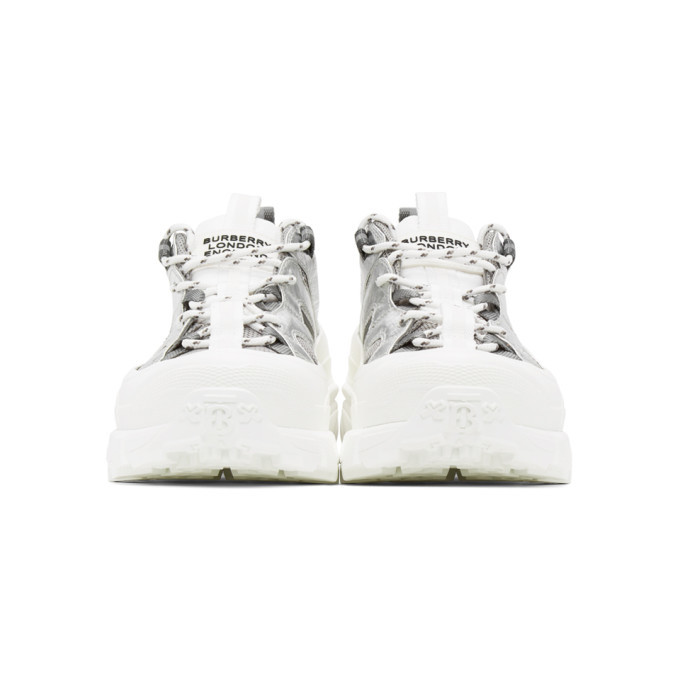 Burberry White and Silver Arthur Story Sneakers Burberry