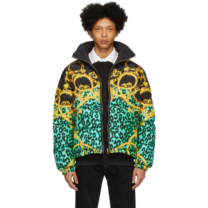 Details about   NWT Versace Jeans Duck Down Logo Nylon Palazzo-Print Puffer Quilted Jacket Sz XL 