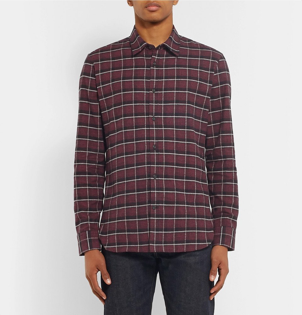 Mr P. - Checked Brushed Cotton-Flannel Shirt - Men - Red Mr P.