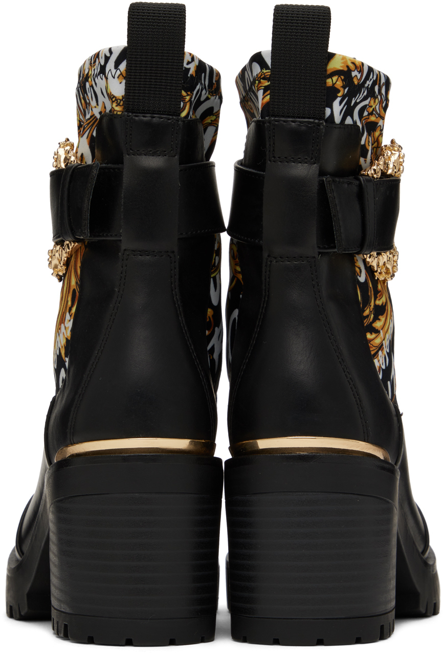 Versace Jeans Couture Black Leather Ankle Boots Versace