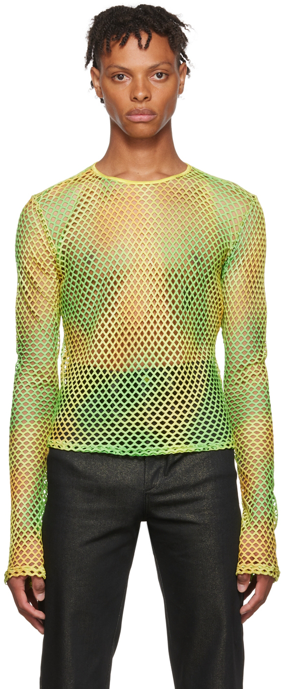 Theophilio SSENSE Exclusive Yellow & Green Long Sleeve T-Shirt