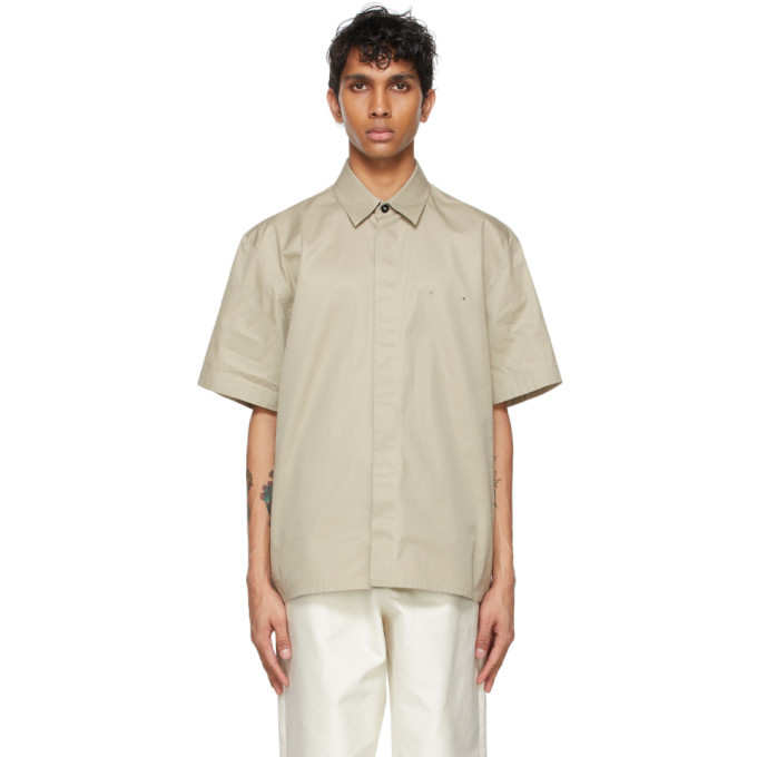 Jil Sander Khaki Gabardine Eyelet Short 