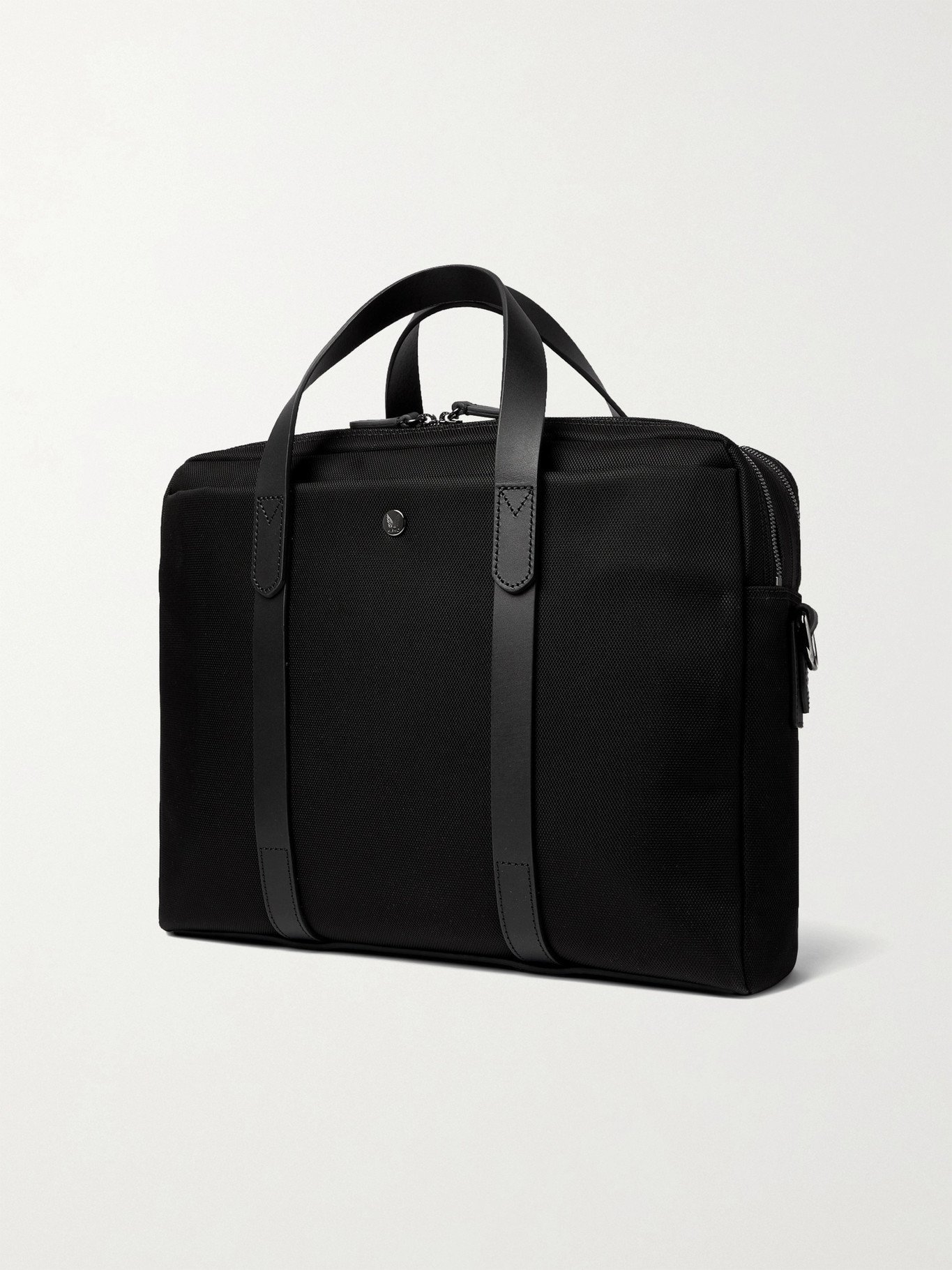 MISMO - Endeavour Leather-Trimmed Nylon Briefcase - Black Mismo