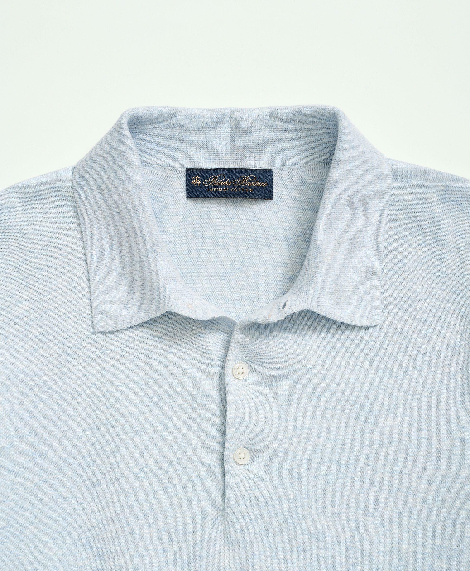 Brooks Brothers Men's Supima Cotton Short-Sleeve Polo Sweater | Light Blue Heather