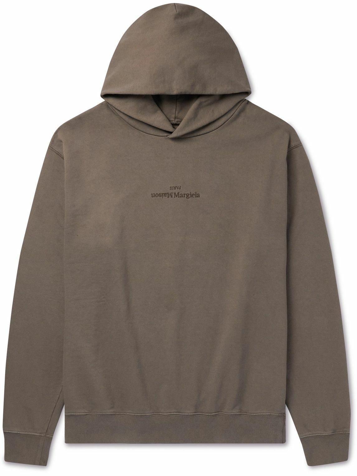 Maison Margiela - Logo-Embroidered Cotton-Jersey Hoodie - Brown Maison ...