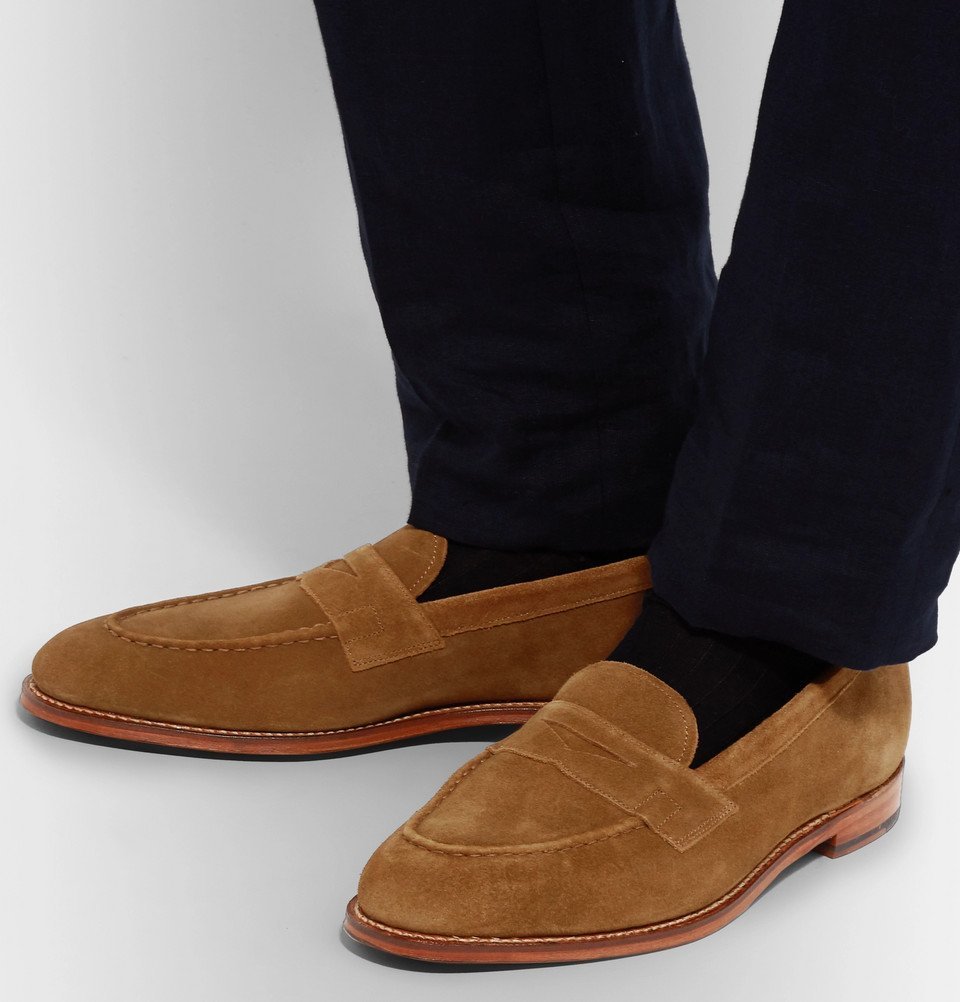 Grenson - Suede Penny Loafers - Brown Grenson
