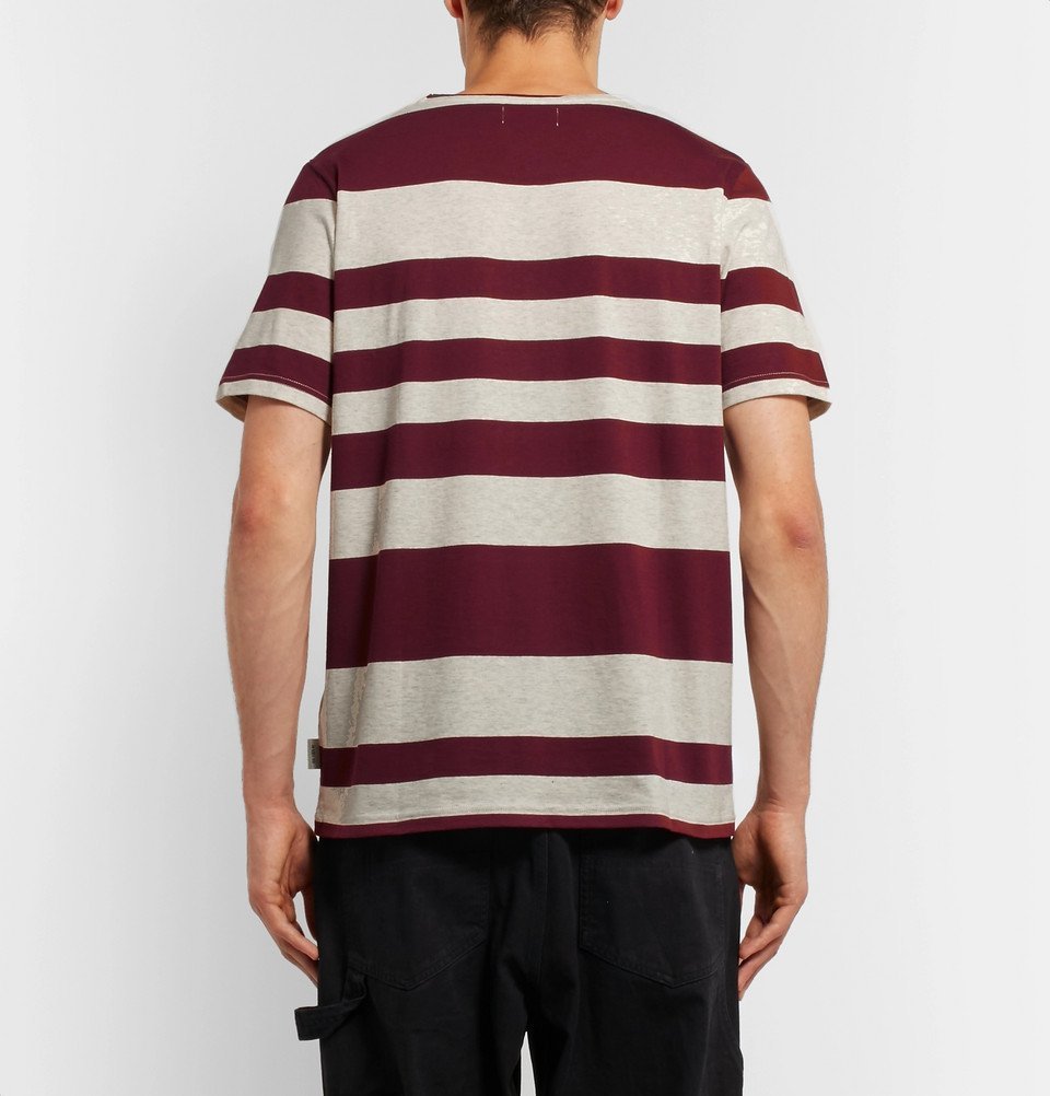 Oliver Spencer - Conduit Striped Cotton-Jersey T-Shirt - Burgundy