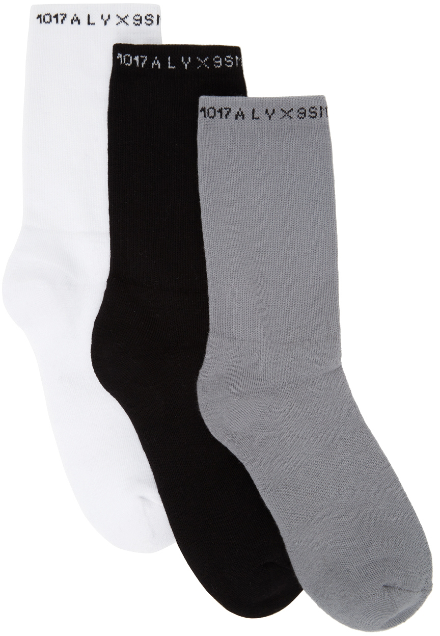 Photo: 1017 ALYX 9SM Three-Pack Multicolor Logo Socks