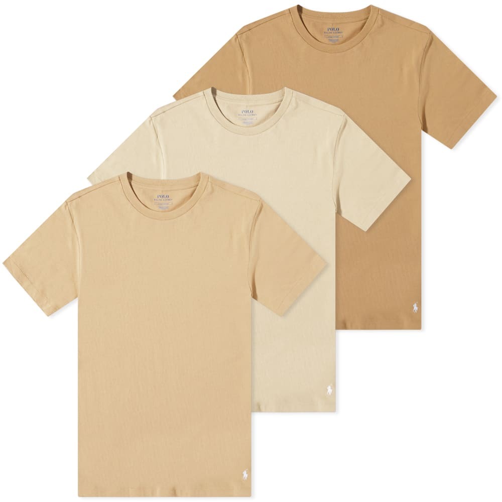 Polo Ralph Lauren Men's Crew Base Layer T-Shirt - 3 Pack in Cream/Khaki Polo  Ralph Lauren