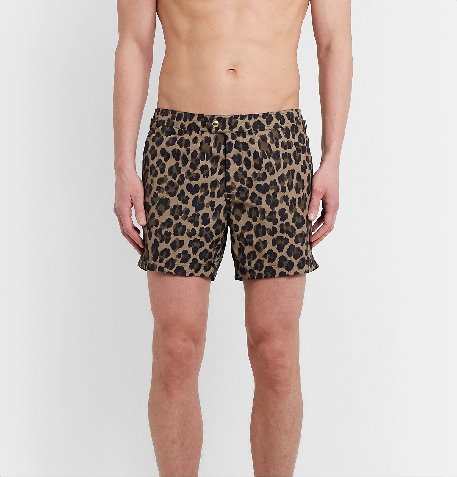 TOM FORD - Slim-Fit Short-Length Leopard-Print Swim Shorts - Brown TOM FORD