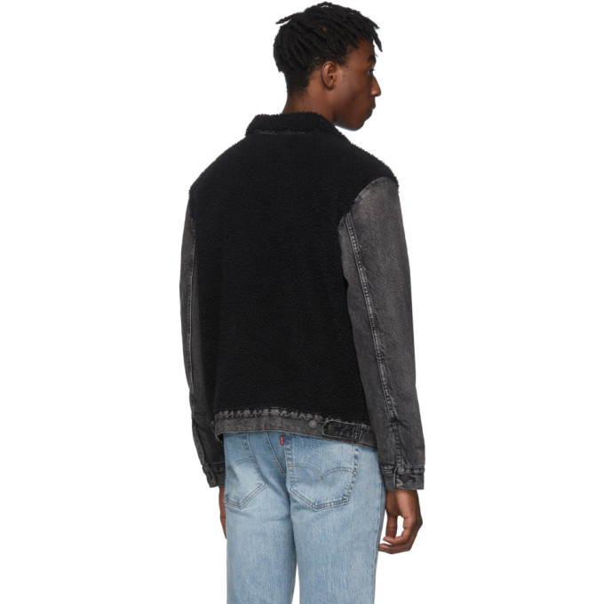 Levis Black Sherpa Panel Trucker Jacket Levis