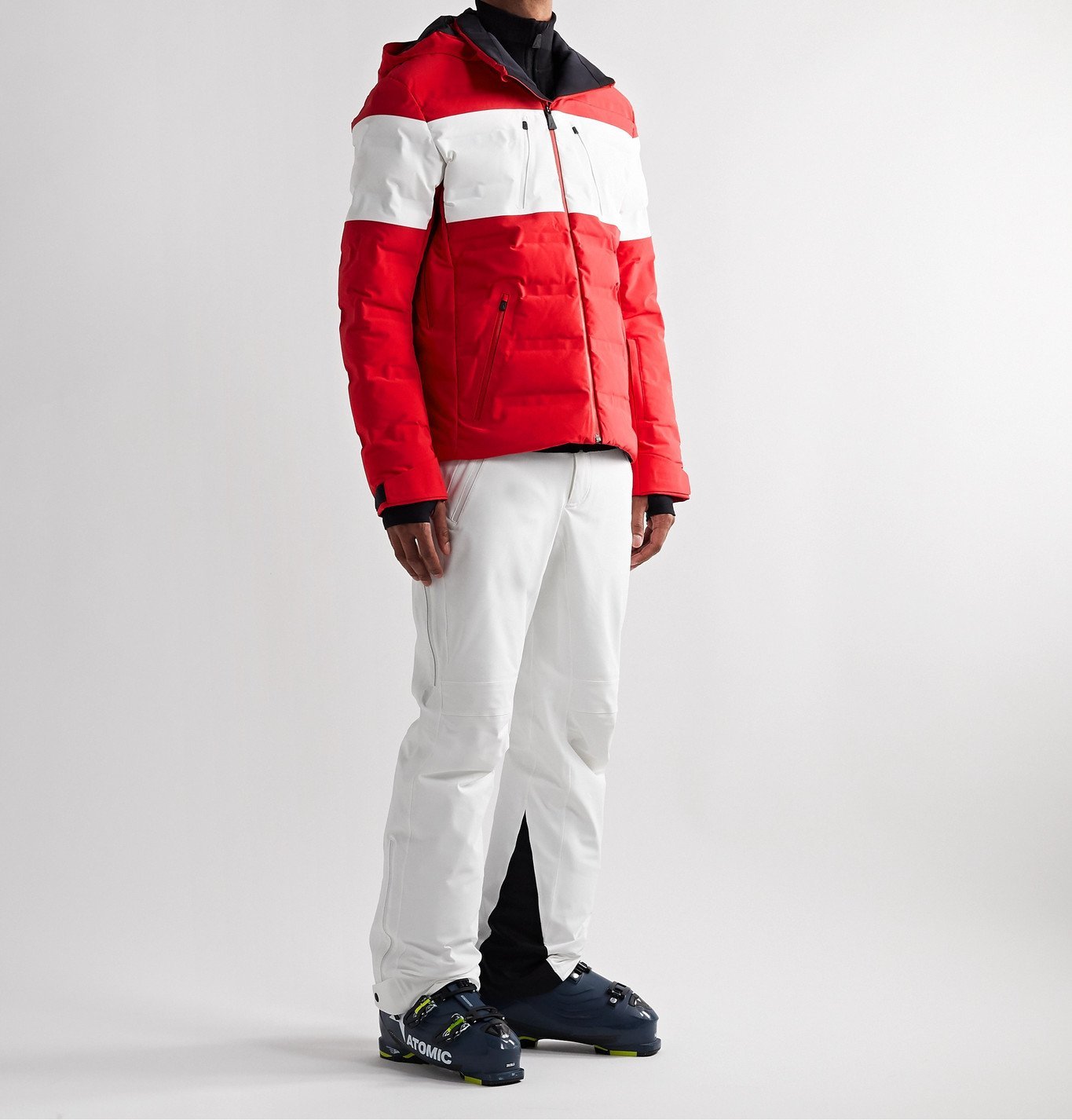 Aztech Mountain - Nuke Suit Hooded Striped Down Ski Jacket - Red Aztech ...