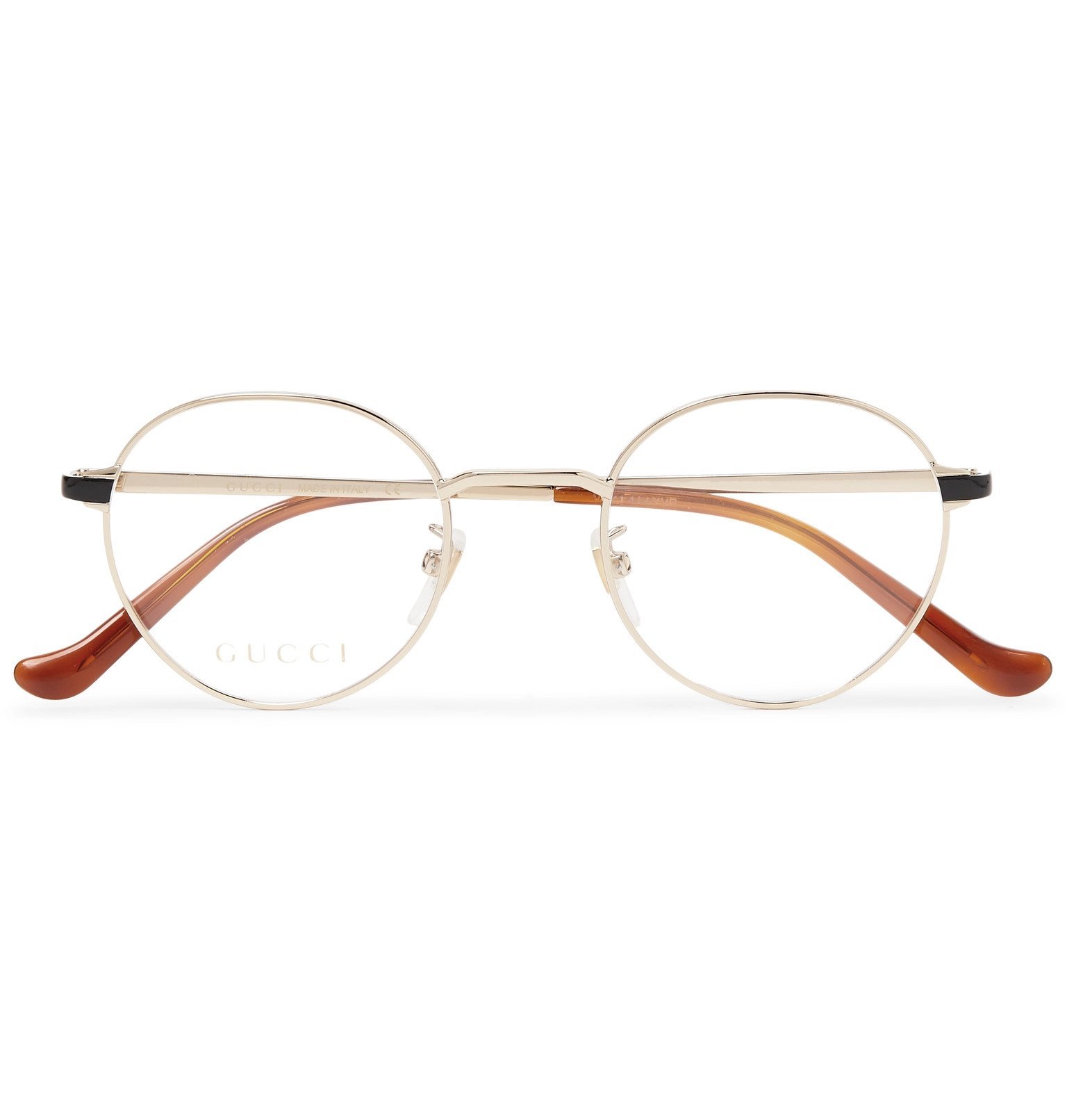 Gucci RoundFrame GoldTone and Acetate Optical Glasses Gold Gucci