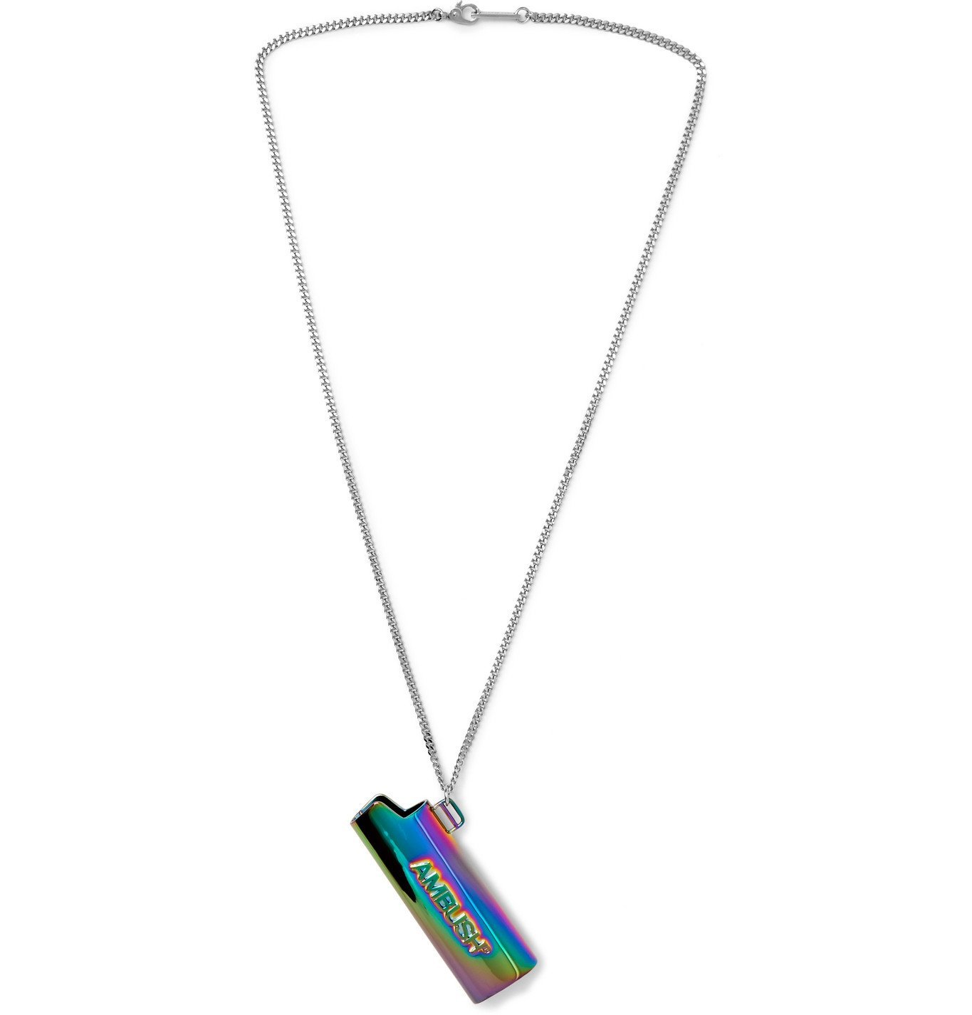 midler I første omgang Busk AMBUSH® - Logo-Embossed Iridescent Metal Lighter Case Necklace - Multi  Ambush