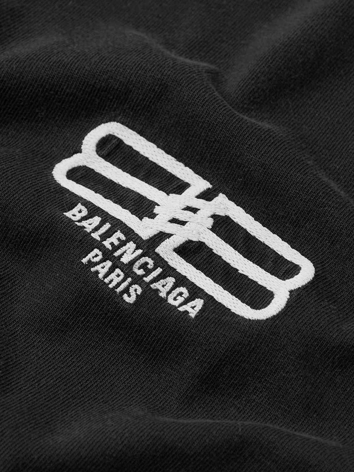Balenciaga - BB Paris Logo-Embroidered Organic Cotton-Jersey T-Shirt - Black